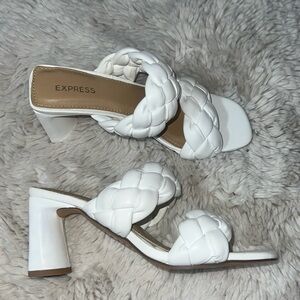 White padded heeled sandals